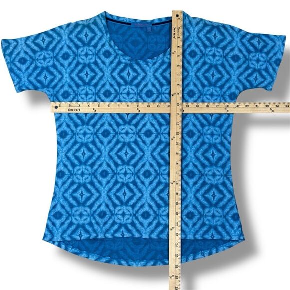 Fresh Produce Geometric Print Hemp Cotton Short Sleeve Shirt Blue Small - Picture 10 of 11